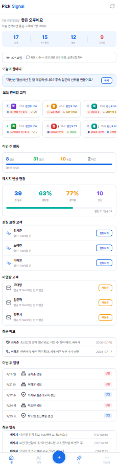 픽시그널 — 오늘 연락할 고객 6명
